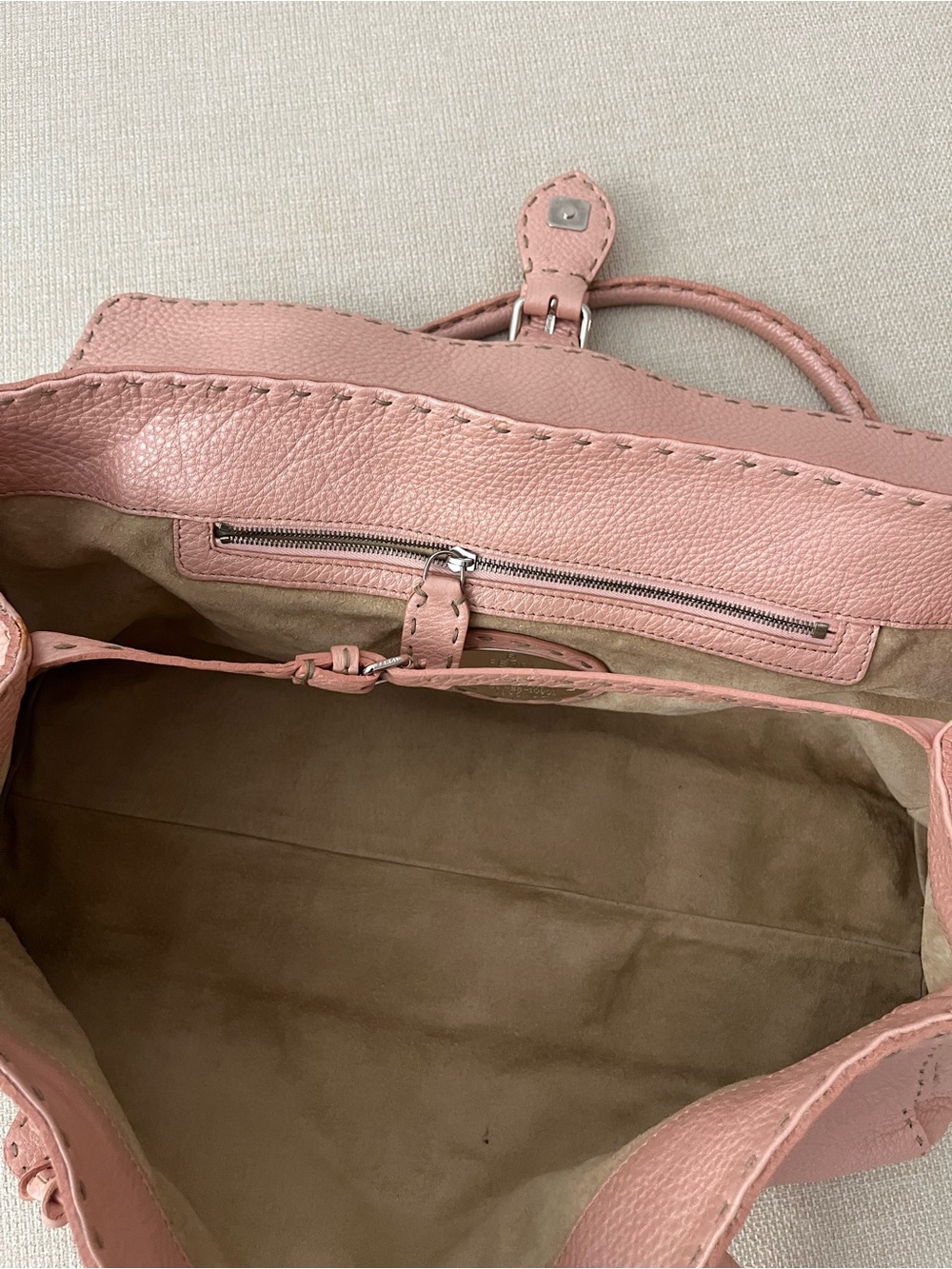 Fendi Selleria Blush Pink Leather Top Handle Satchel - Picture 7 of 16